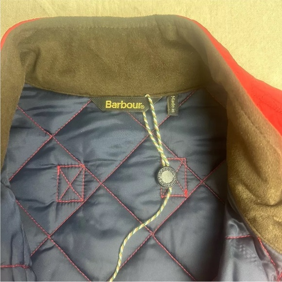 Barbour Lowerdale Gilet Diamond Quilted Vest Full Zip Red Men’s Size L EXC - Picture 6 of 16